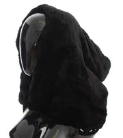 Dolce & Gabbana Chic Black Weasel Fur Hooded Scarf Wrap - ACCEXO