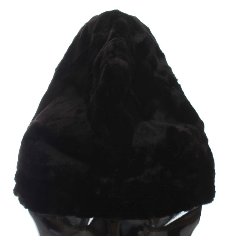 Dolce & Gabbana Chic Black Weasel Fur Hooded Scarf Wrap - ACCEXO
