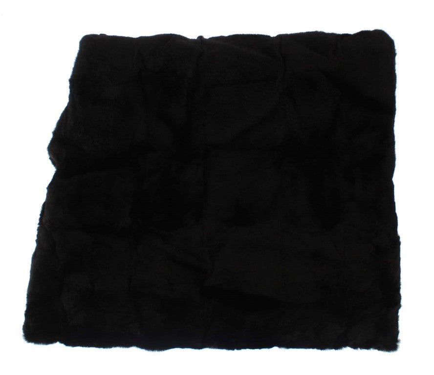 Dolce & Gabbana Chic Black Weasel Fur Hooded Scarf Wrap - ACCEXO