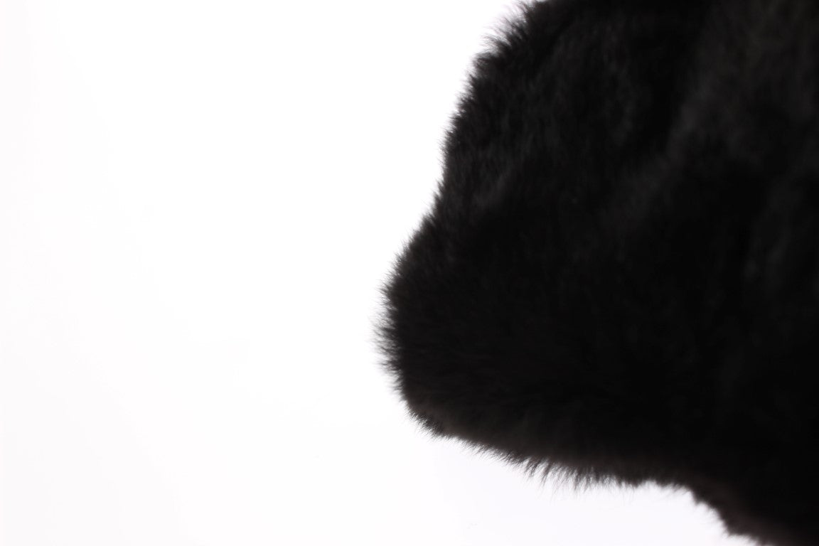 Dolce & Gabbana Chic Black Weasel Fur Hooded Scarf Wrap - ACCEXO
