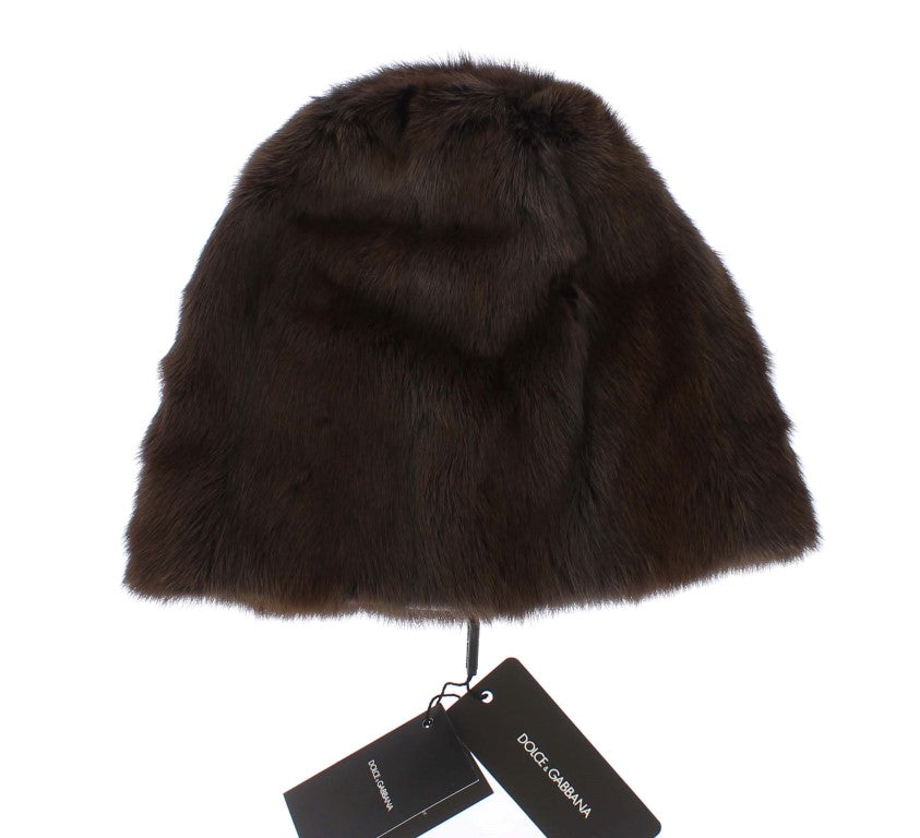 Dolce & Gabbana Luxurious Brown Weasel Fur Beanie - ACCEXO