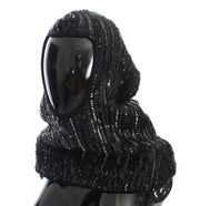 Dolce & Gabbana Elegant Black Sequined Hooded Scarf Wrap - ACCEXO
