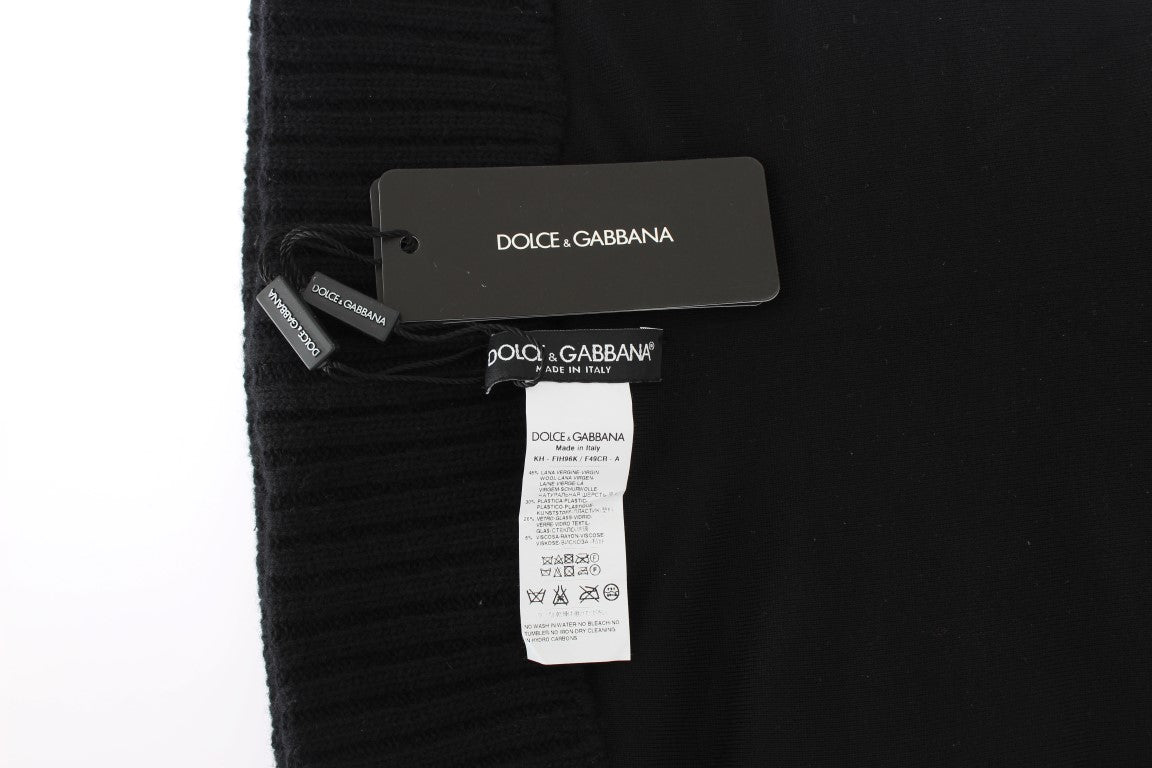 Dolce & Gabbana Elegant Black Sequined Hooded Scarf Wrap - ACCEXO