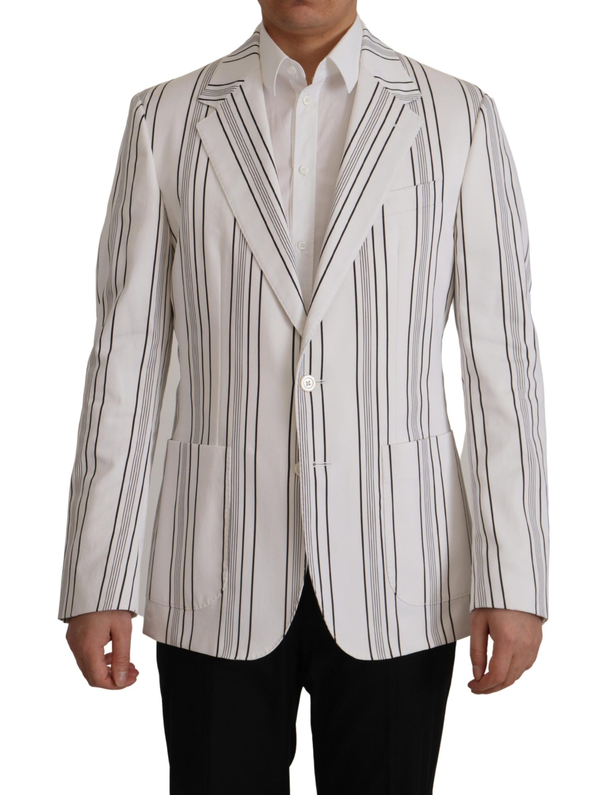 Dolce & Gabbana Elegant Striped Cotton Blend Blazer - ACCEXO Main image