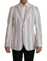 Dolce & Gabbana Elegant Striped Cotton Blend Blazer - ACCEXO