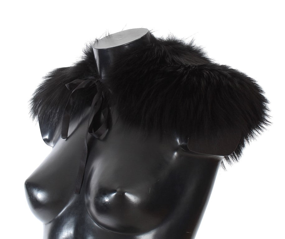 Dolce & Gabbana Black Fox Fur Chic Shoulder Wrap - ACCEXO
