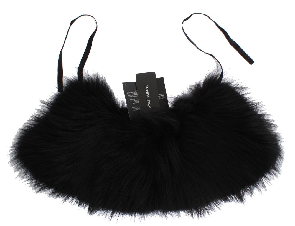 Dolce & Gabbana Black Fox Fur Chic Shoulder Wrap - ACCEXO
