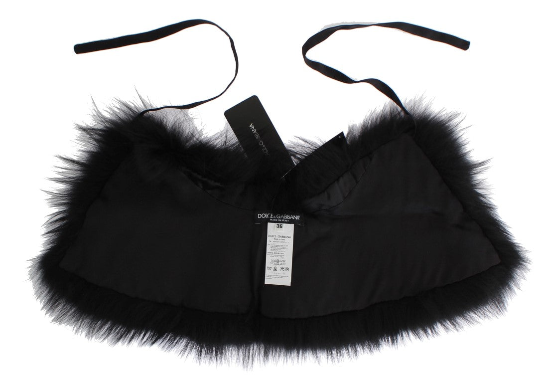 Dolce & Gabbana Black Fox Fur Chic Shoulder Wrap - ACCEXO