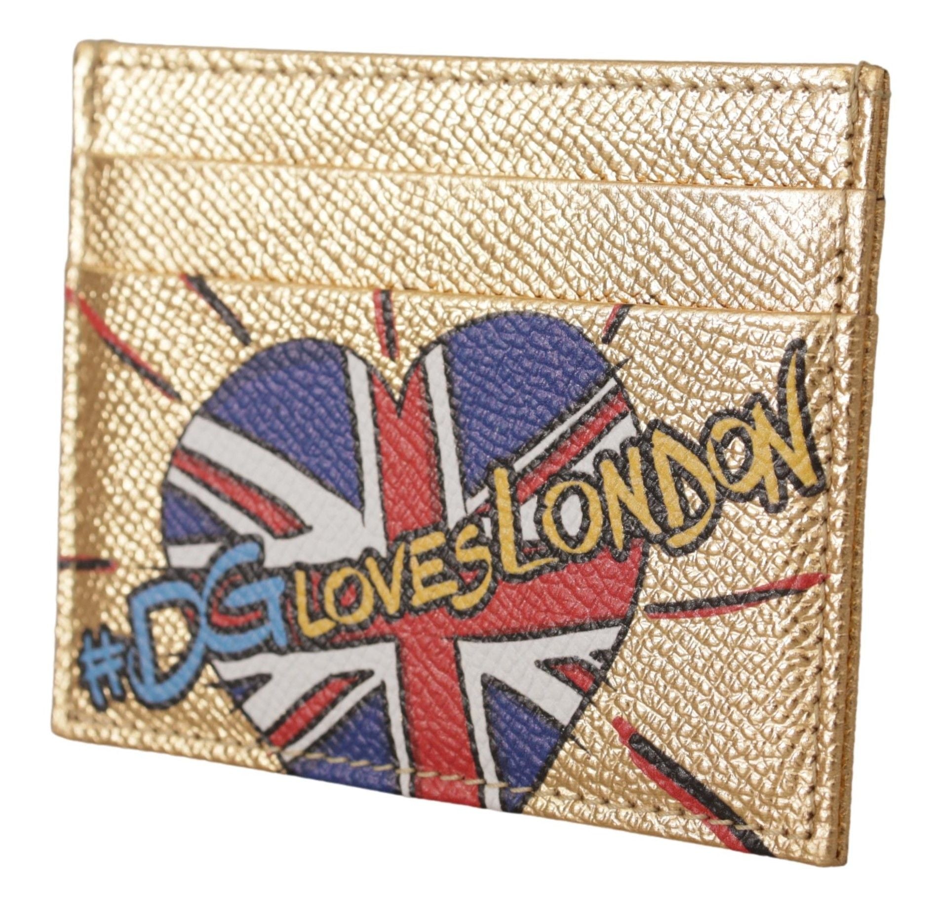 Dolce & Gabbana Elegant Gold Leather Cardholder - ACCEXO