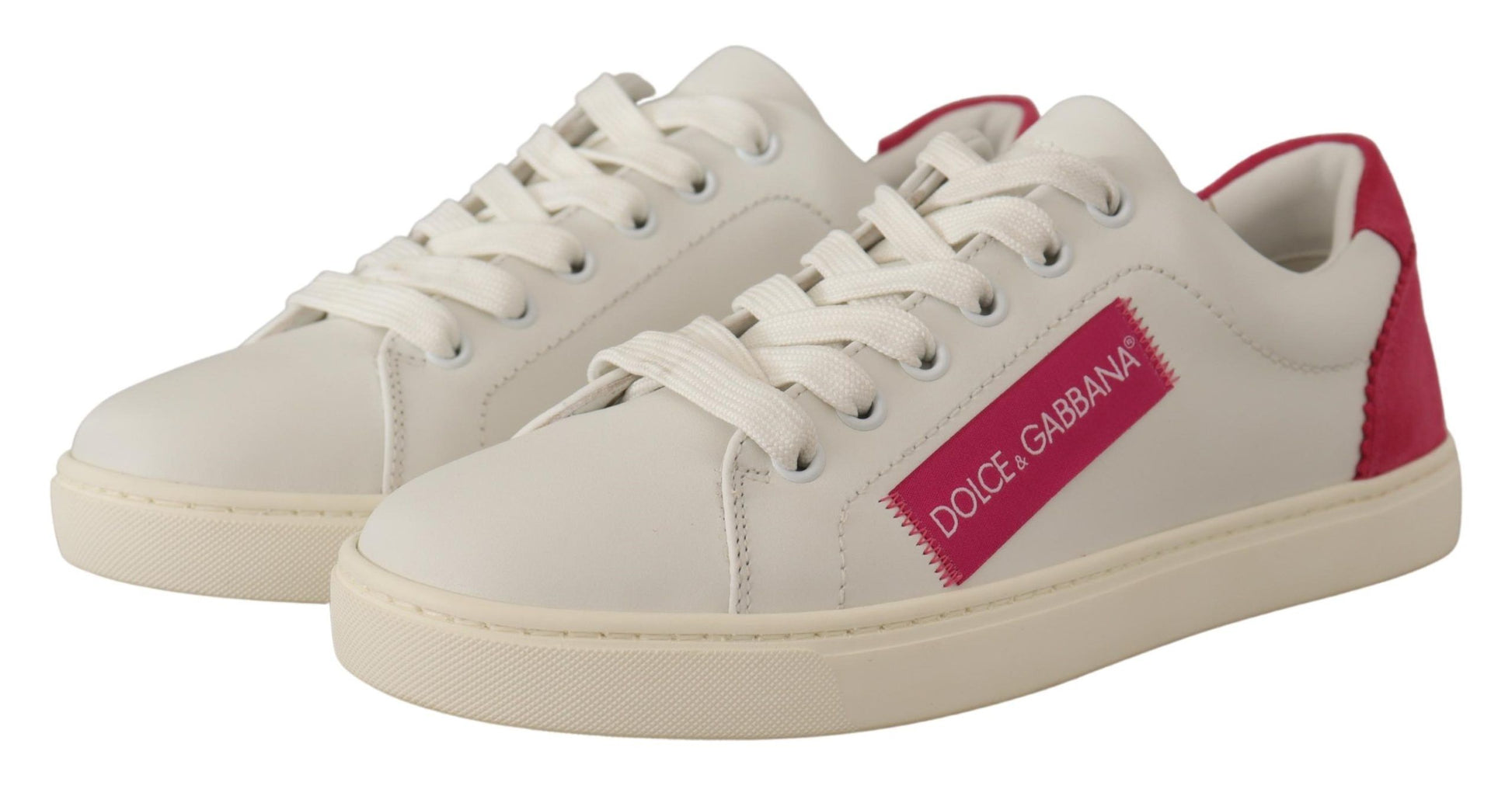 Dolce & Gabbana Elegant White Leather Low-Top Sneakers - ACCEXO