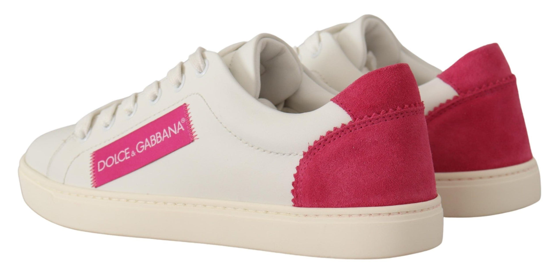 Dolce & Gabbana Elegant White Leather Low-Top Sneakers - ACCEXO