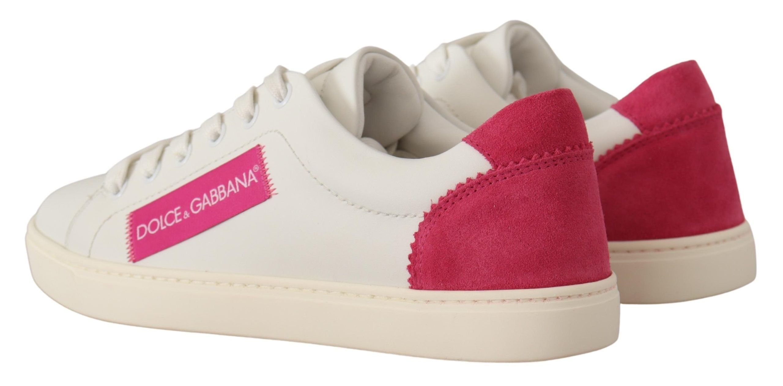 Dolce & Gabbana Elegant White Leather Low-Top Sneakers - ACCEXO
