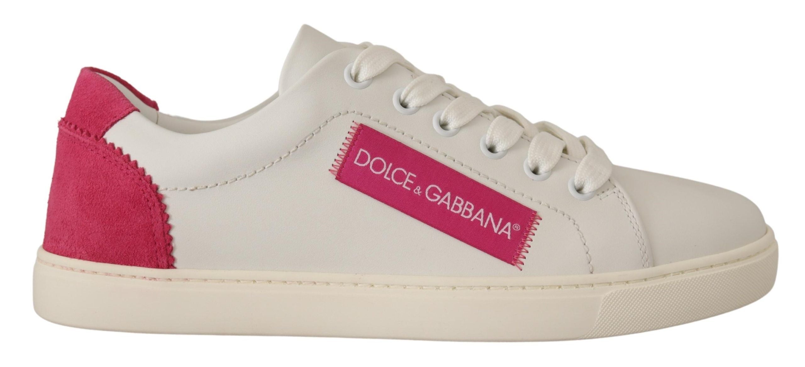 Dolce & Gabbana Elegant White Leather Low-Top Sneakers - ACCEXO Main image