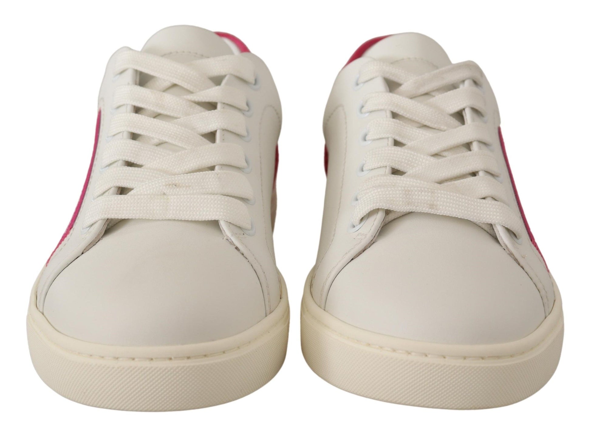 Dolce & Gabbana Elegant White Leather Low-Top Sneakers - ACCEXO