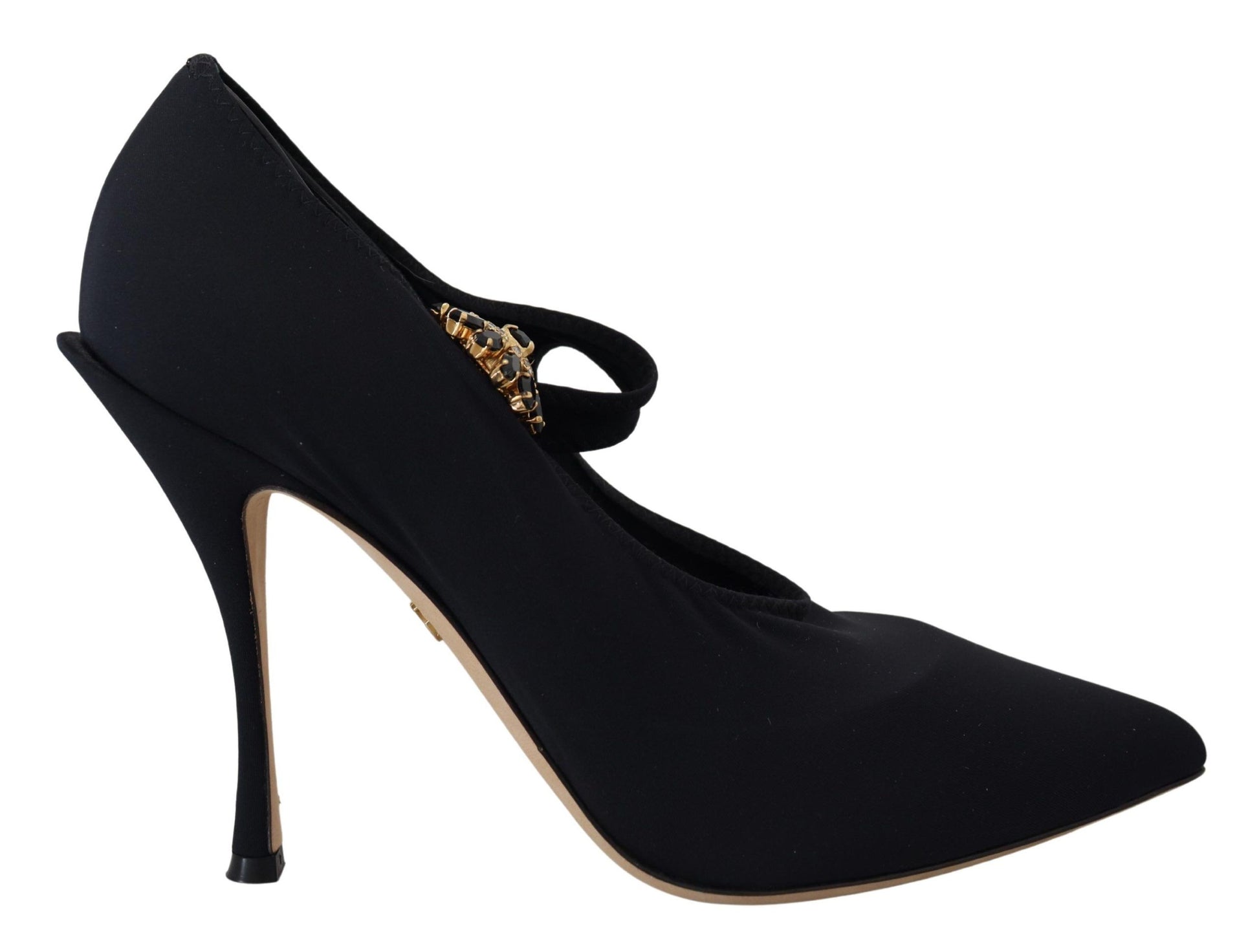 Dolce & Gabbana Chic Black Mary Jane Sock Pumps with Crystals - ACCEXO