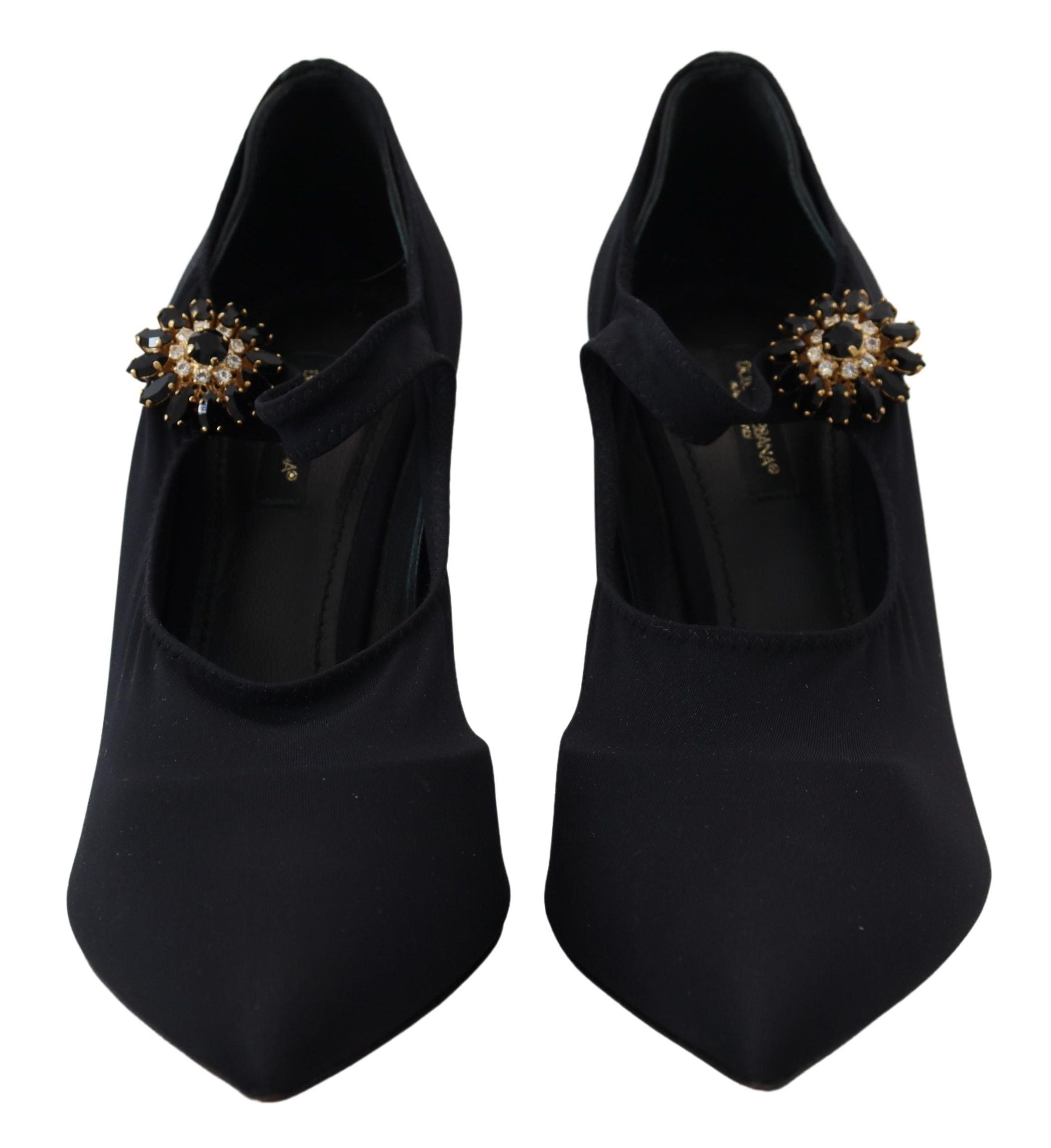 Dolce & Gabbana Chic Black Mary Jane Sock Pumps with Crystals - ACCEXO