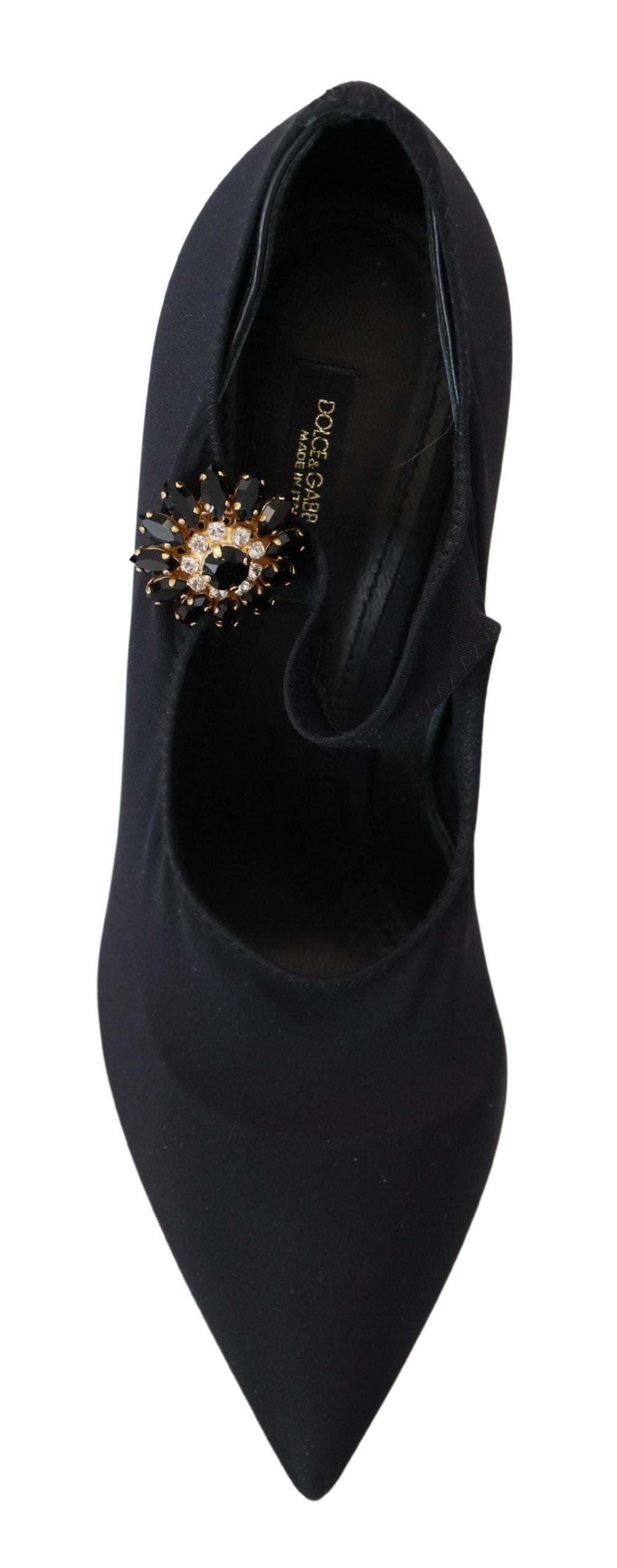 Dolce & Gabbana Chic Black Mary Jane Sock Pumps with Crystals - ACCEXO