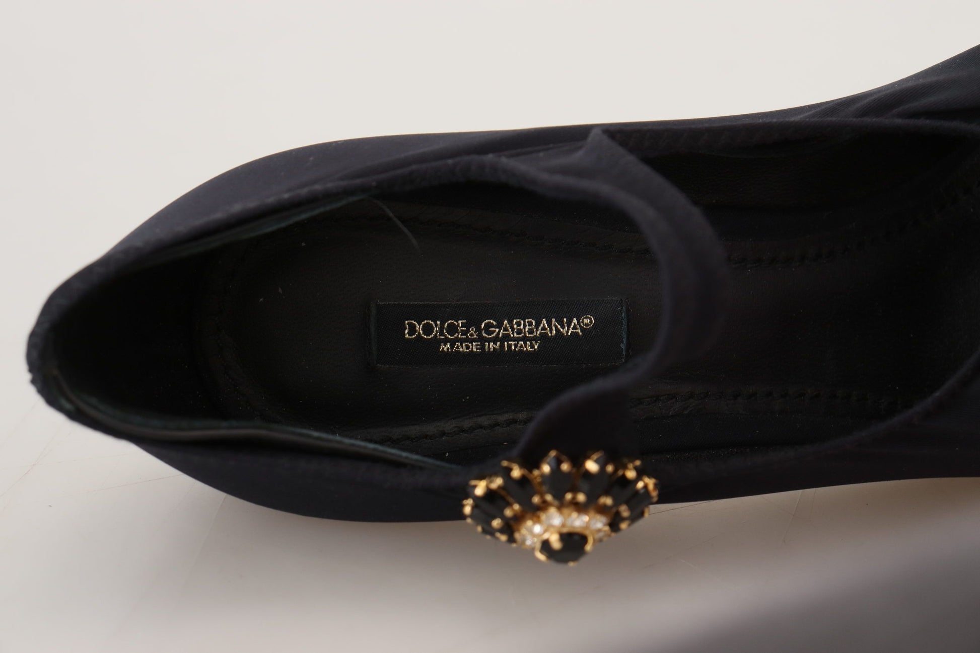 Dolce & Gabbana Chic Black Mary Jane Sock Pumps with Crystals - ACCEXO