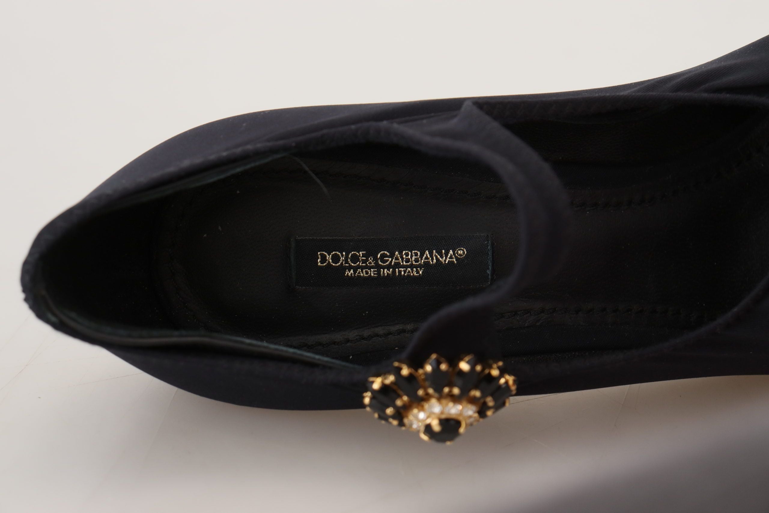 Dolce & Gabbana Chic Black Mary Jane Sock Pumps with Crystals - ACCEXO