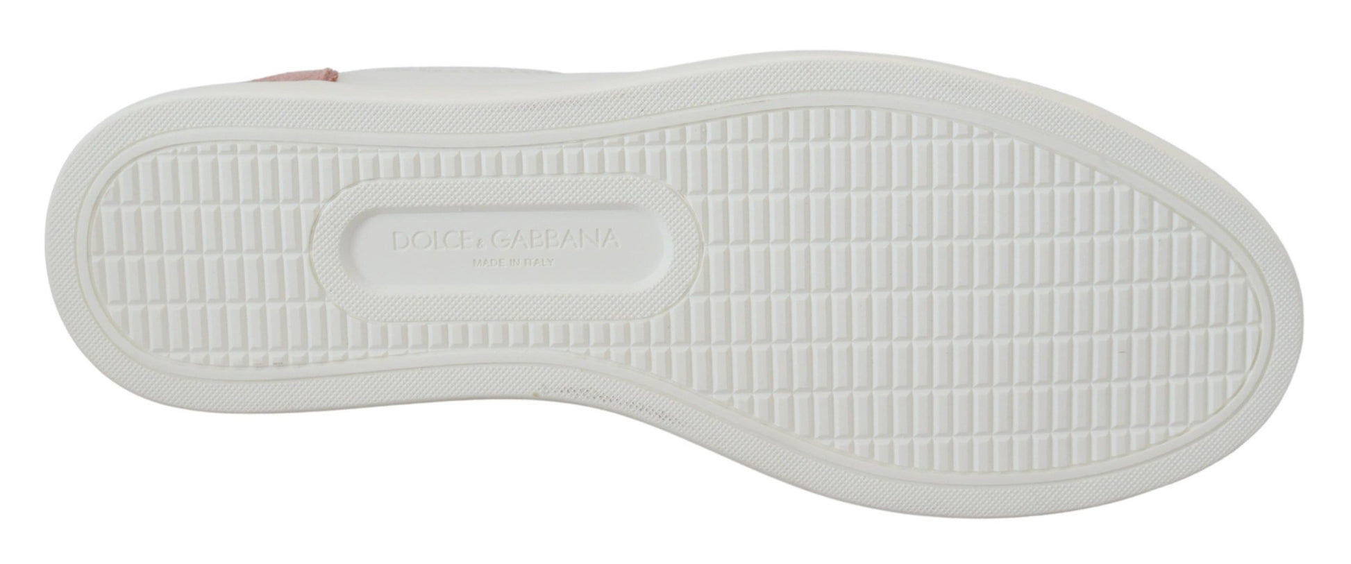 Dolce & Gabbana Chic White Pink Leather Low-Top Sneakers - ACCEXO