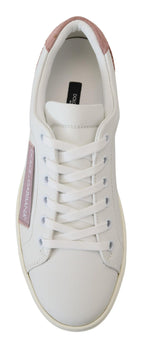 Dolce & Gabbana Chic White Pink Leather Low-Top Sneakers - ACCEXO
