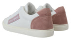 Dolce & Gabbana Chic White Pink Leather Low-Top Sneakers - ACCEXO