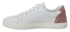 Dolce & Gabbana Chic White Pink Leather Low-Top Sneakers - ACCEXO