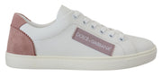 Dolce & Gabbana Chic White Pink Leather Low-Top Sneakers - ACCEXO