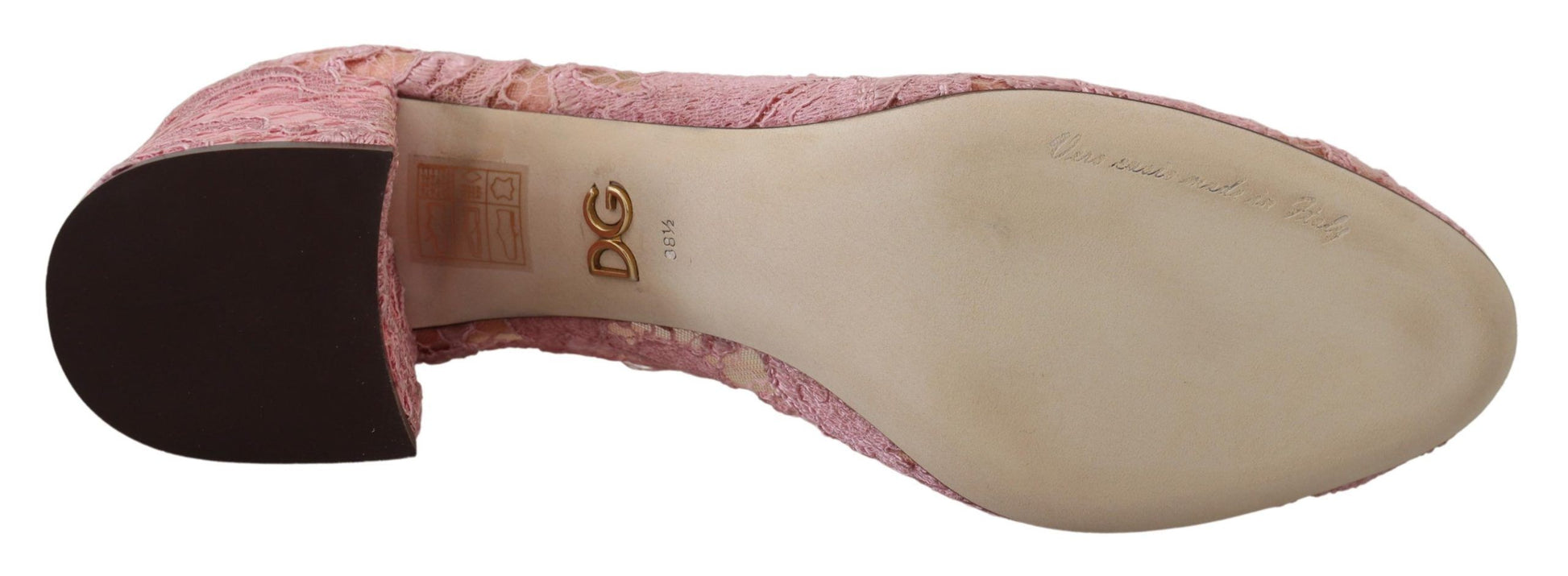 Dolce & Gabbana Pastel Pink Lace Crystal Embellished Pumps - ACCEXO