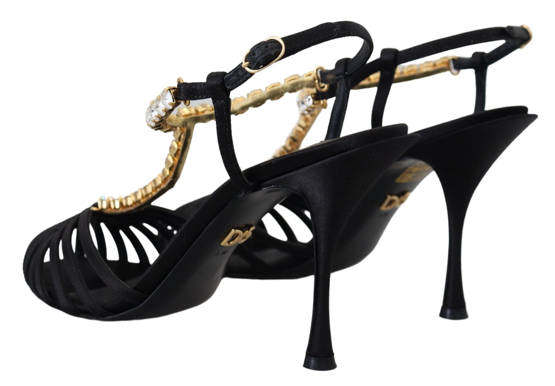 Dolce & Gabbana Elegant Silk Blend Crystal T-Strap Heels - ACCEXO