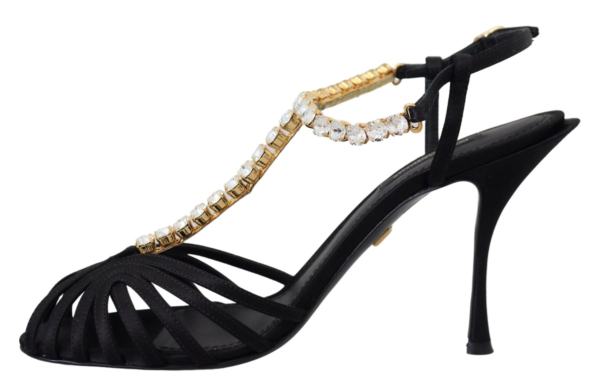 Dolce & Gabbana Elegant Silk Blend Crystal T-Strap Heels - ACCEXO