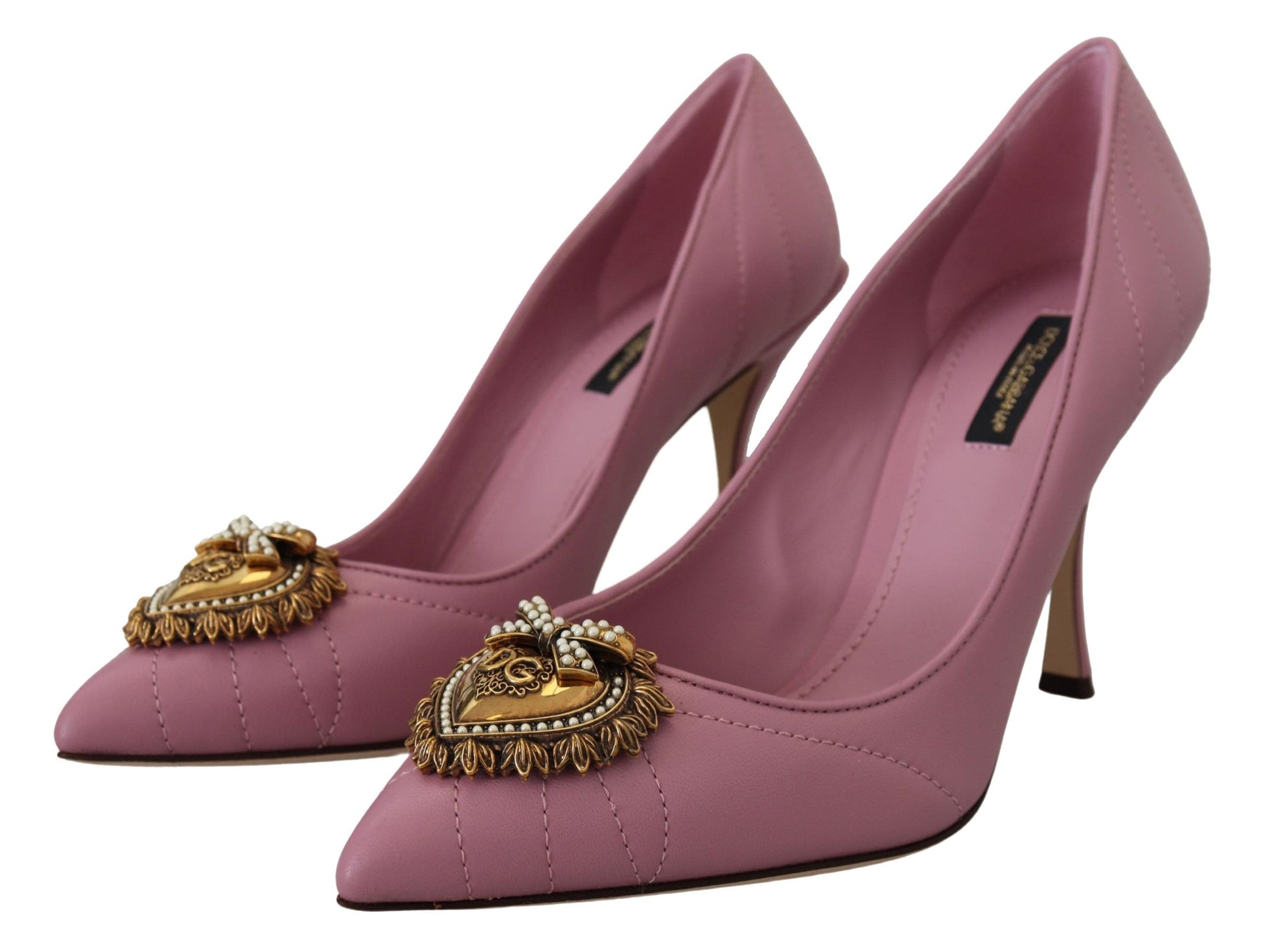 Dolce & Gabbana Devotion Leather Heels in Pink - ACCEXO