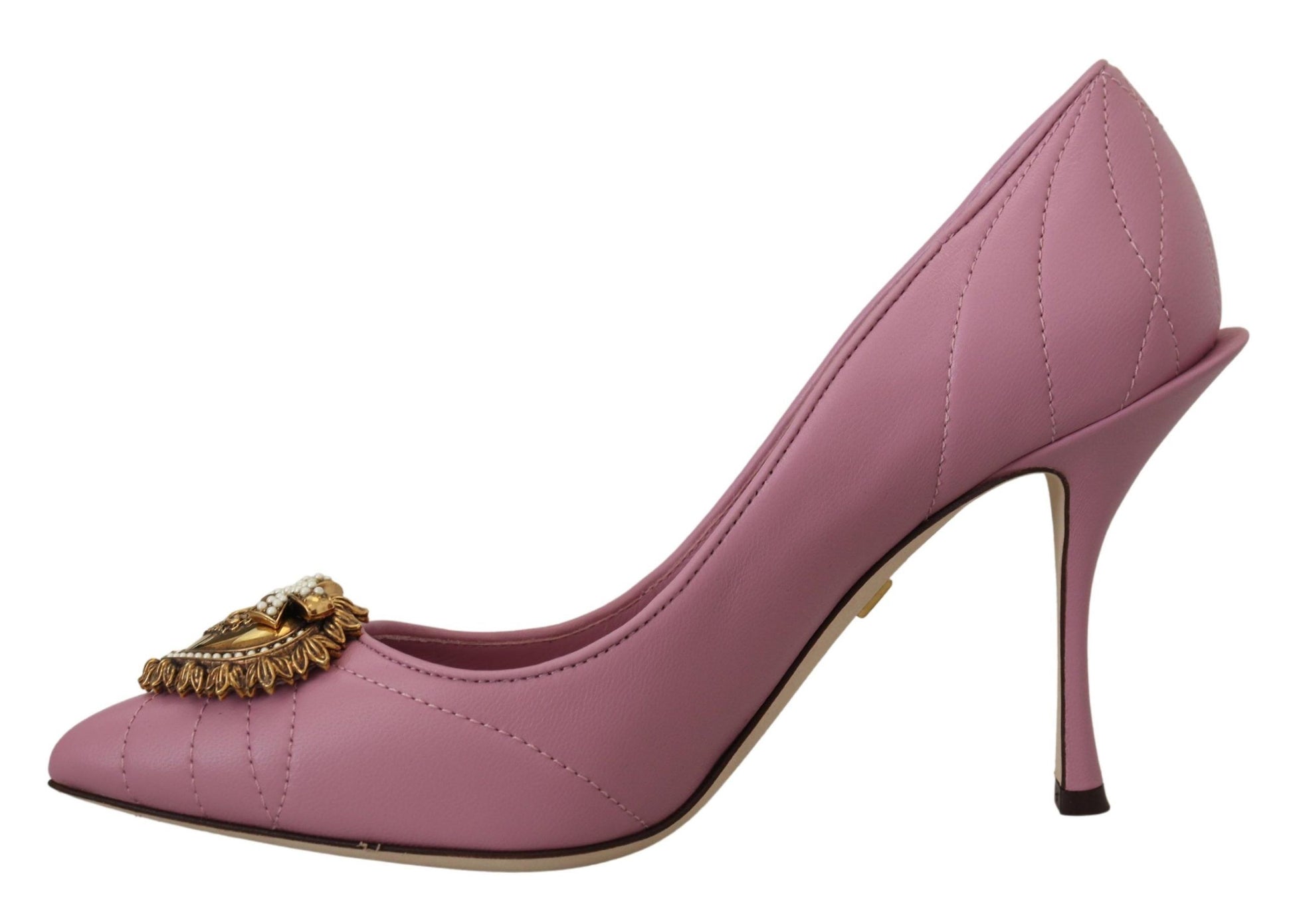 Dolce & Gabbana Devotion Leather Heels in Pink - ACCEXO