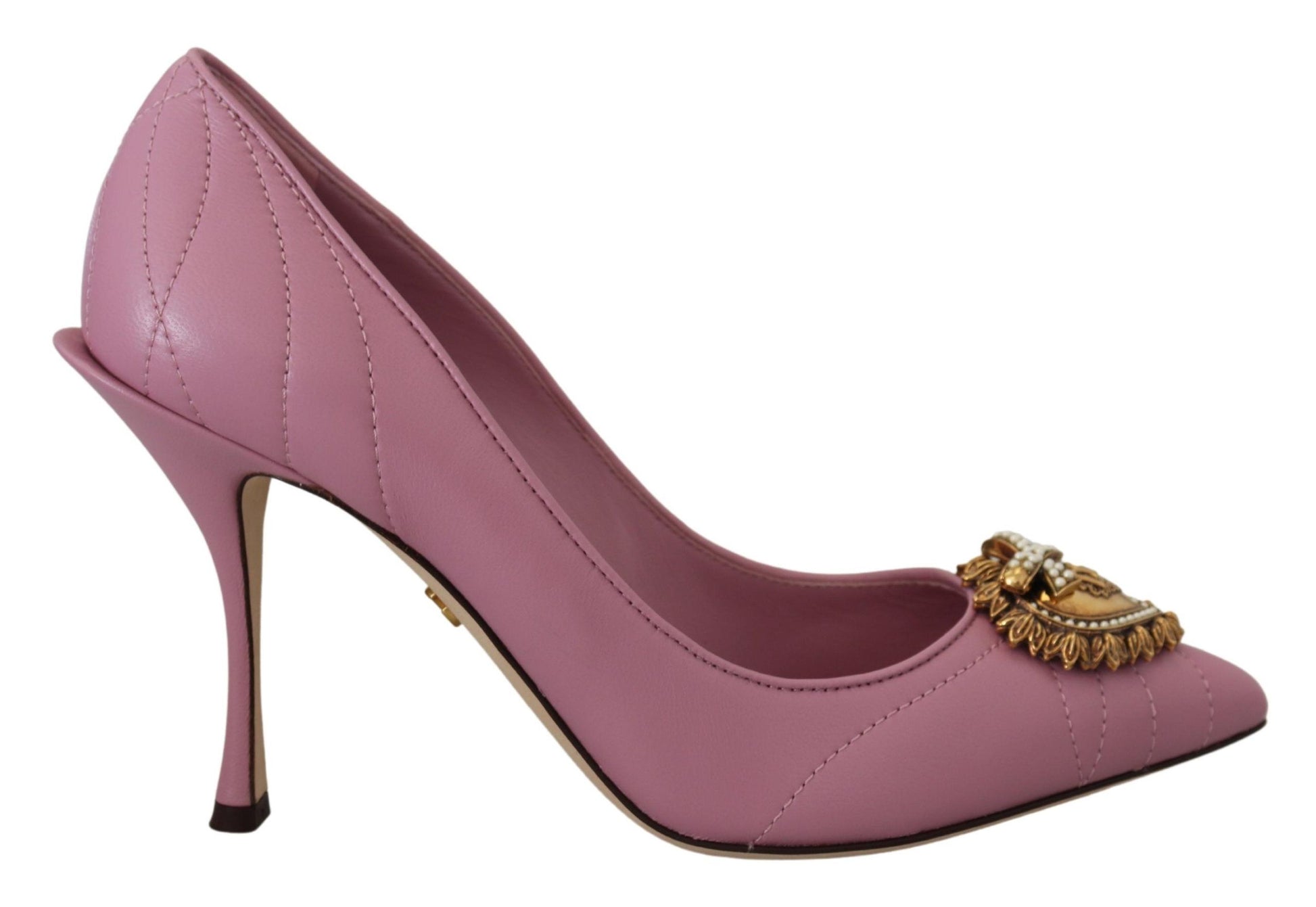 Dolce & Gabbana Devotion Leather Heels in Pink - ACCEXO
