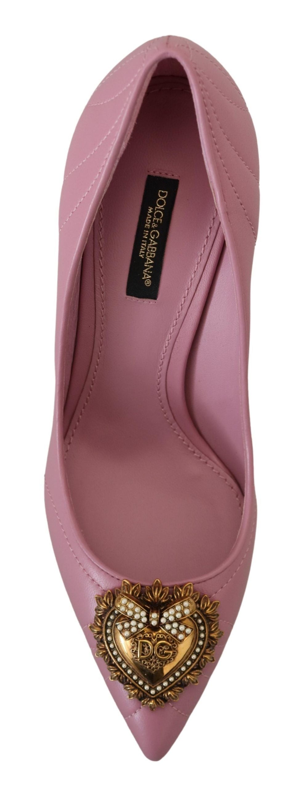 Dolce & Gabbana Devotion Leather Heels in Pink - ACCEXO