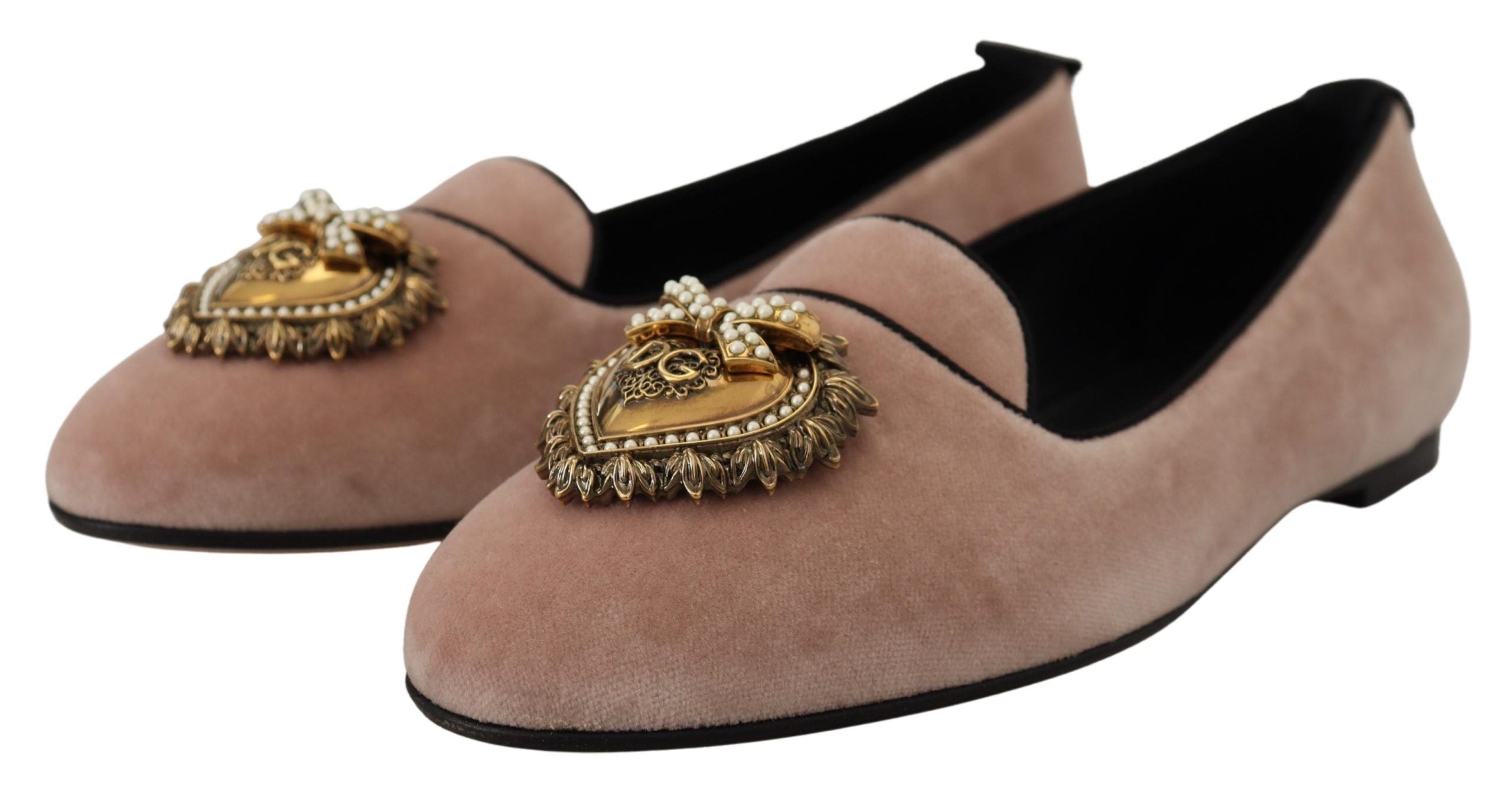 Dolce & Gabbana Elegant Pink Velvet Devotion Loafers - ACCEXO
