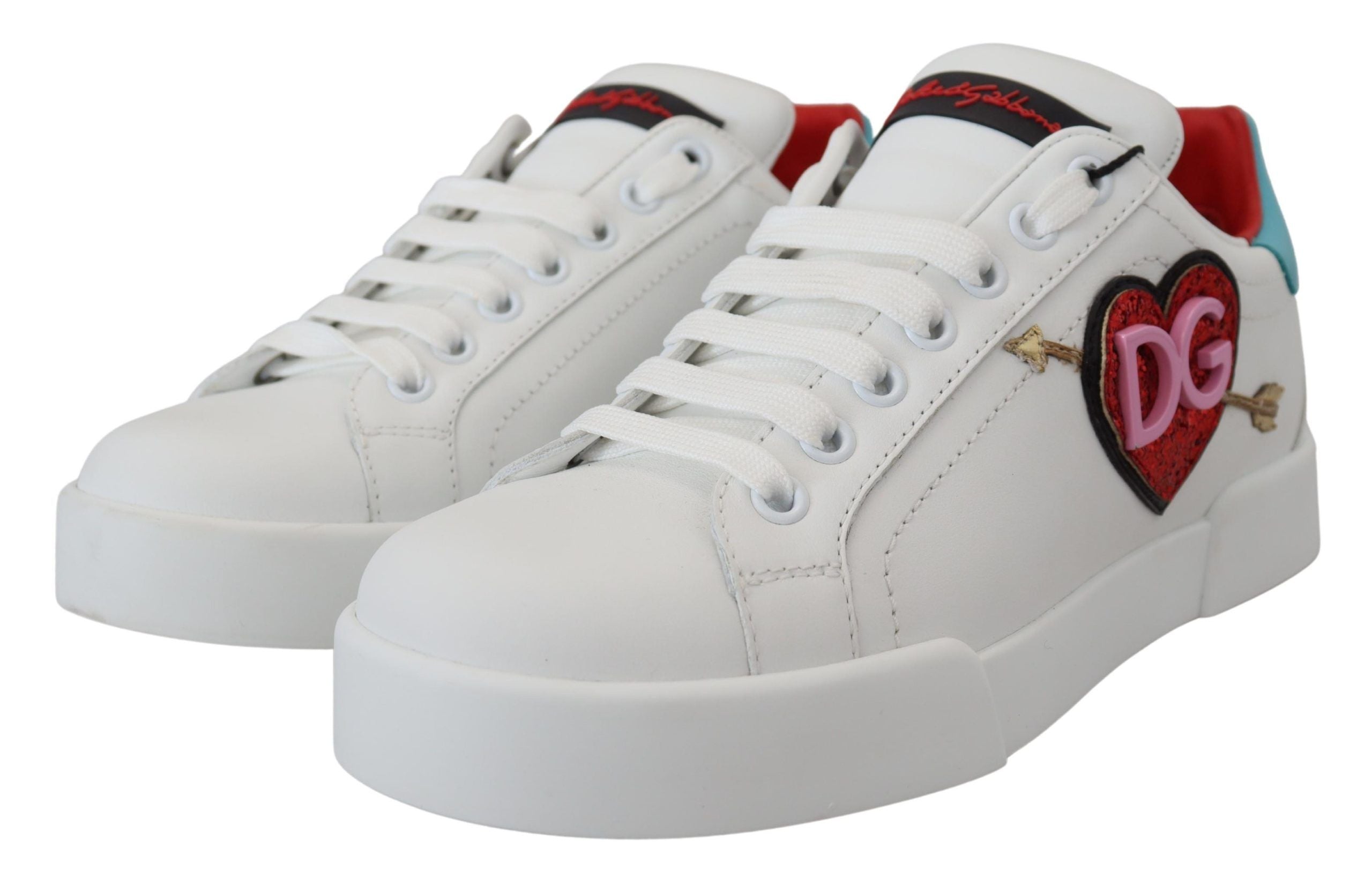 Dolce & Gabbana Elegant White Portofino Leather Sneakers - ACCEXO