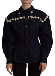 Dolce & Gabbana Elegant Crystal-Embellished Denim Jacket - ACCEXO