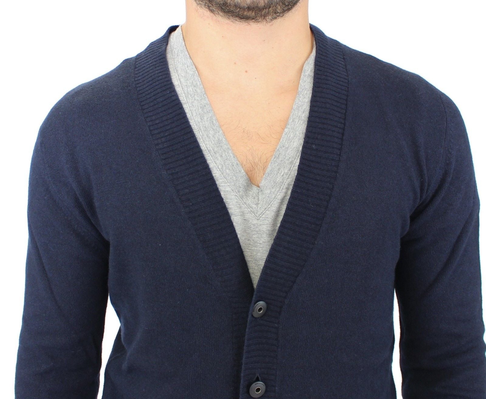 Ermanno Scervino Chic Blue Wool Blend Cardigan Sweater - ACCEXO