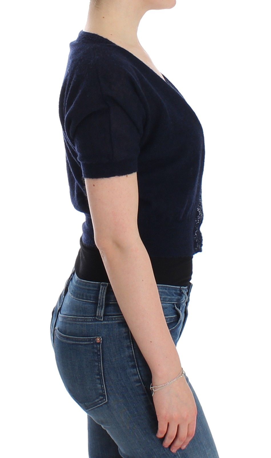 Ermanno Scervino Elegant Cropped Blue Alpaca Blend Sweater - ACCEXO