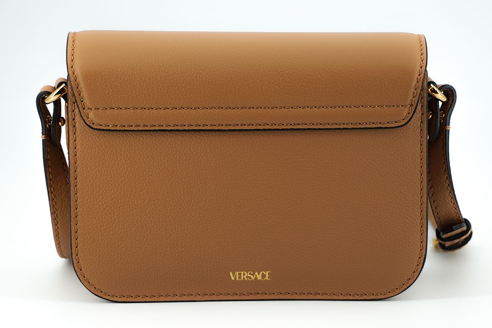 Versace Elegant Calf Leather Shoulder Bag in Brown - ACCEXO