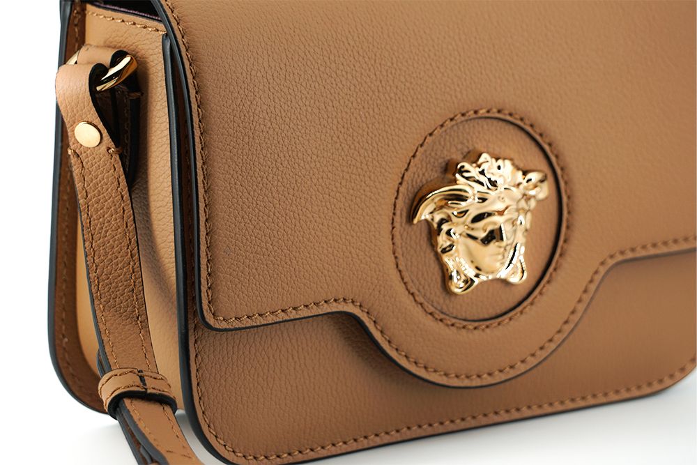Versace Elegant Calf Leather Shoulder Bag in Brown - ACCEXO
