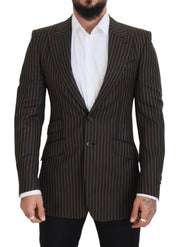 Dolce & Gabbana Dark Gray Stripes Single Breasted Blazer