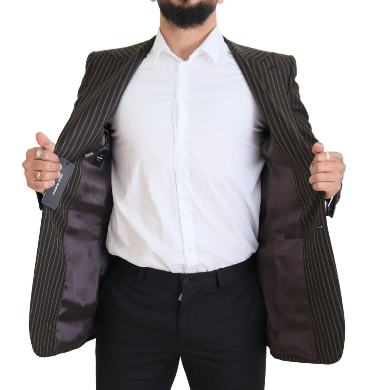 Dolce & Gabbana Dark Gray Stripes Single Breasted Blazer