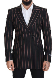 Dolce & Gabbana Dark Gray Stripes Viscose Double Breasted Blazer