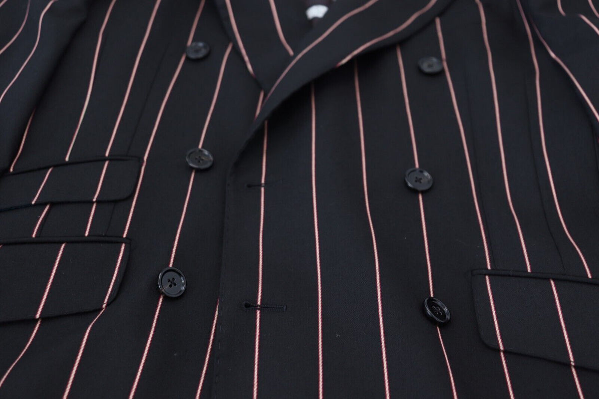 Dolce & Gabbana Dark Gray Stripes Viscose Double Breasted Blazer
