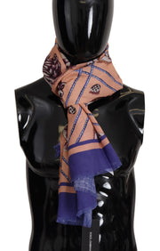 Dolce & Gabbana Blue Linen Seashell Pattern Mens Wrap Shawl Scarf for Men
