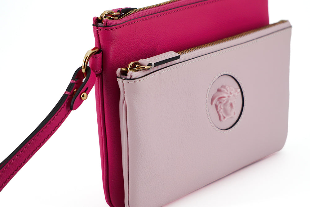 Versace Elegant Pink Leather Pouch Clutch - ACCEXO