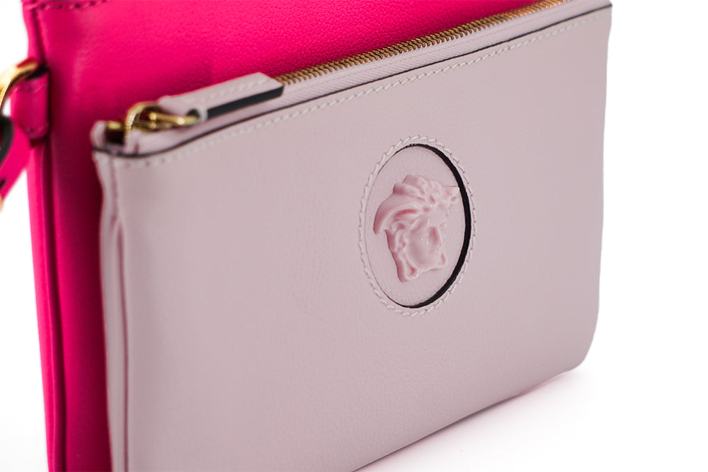 Versace Elegant Pink Leather Pouch Clutch - ACCEXO