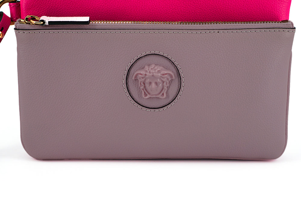 Versace Elegant Pink Leather Pouch Clutch - ACCEXO